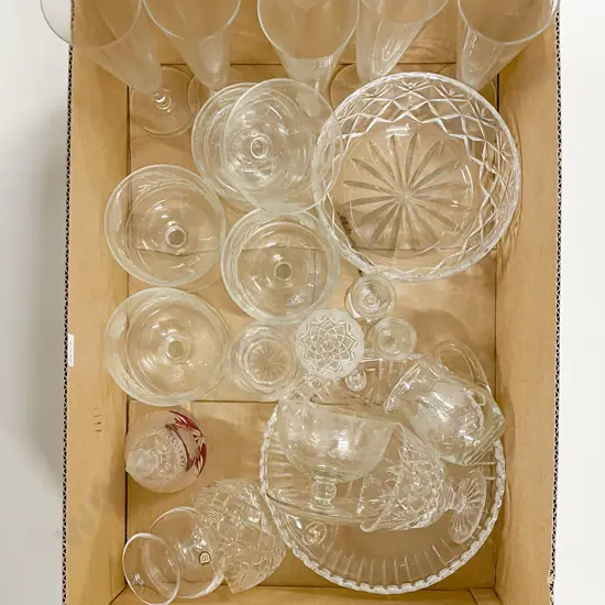 Box of Assorted Crystal and Glassware