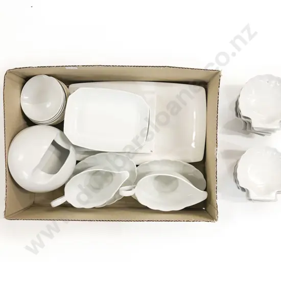 Qty of Assorted White Crockery