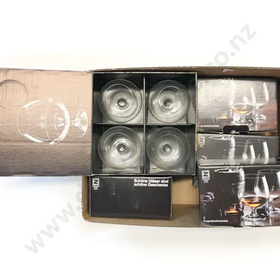 Qty of Assorted Boxed Glass Ware incl Orrefores Brandy Balloons