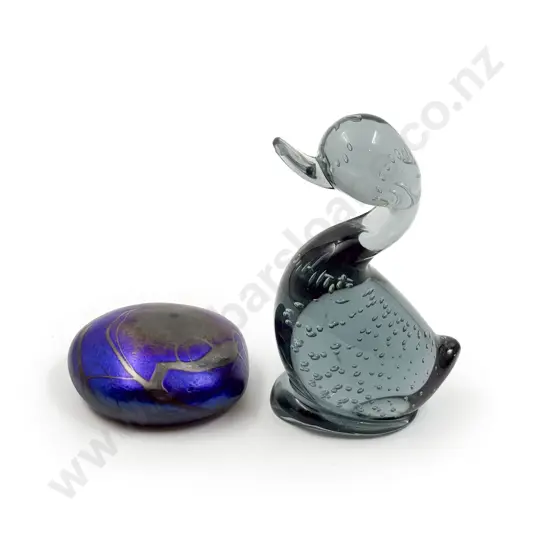 Whitefriars Duck together with Unsigned Gary Nash Paperweight