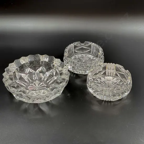 Pair of Crystal Ashtrays & Other