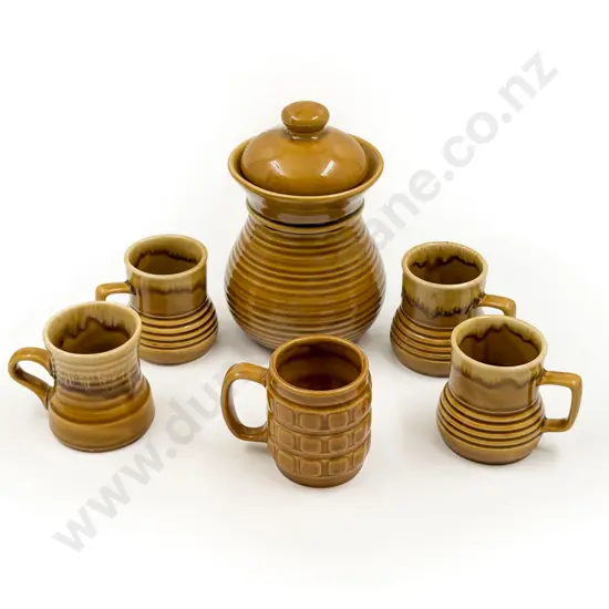 Titian Ware Jar with Assorted NZ Pottery Mugs