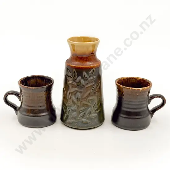 Crown Lynn Vase and Two Mugs