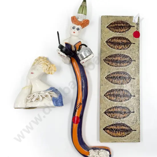 Beryl Walker "Domestic Goddess" Pottery Wall Hanging and Two Others