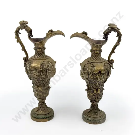 Pair of Decorative Brass Ewers