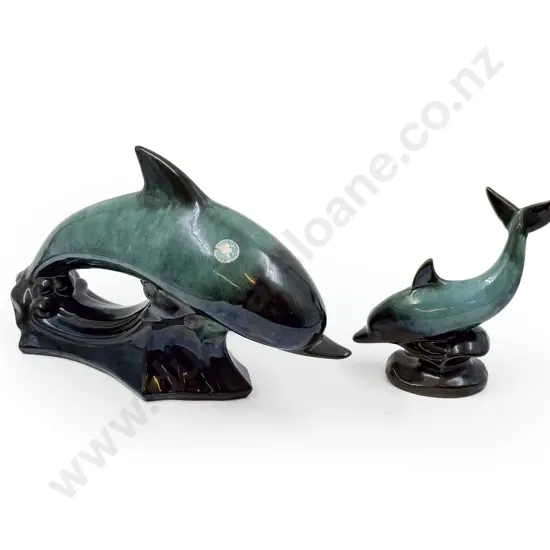 Two Blue Mountain Pottery Dolphins