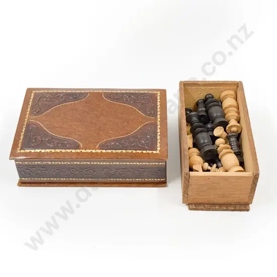 Chess Set in Box together with Cigar Box