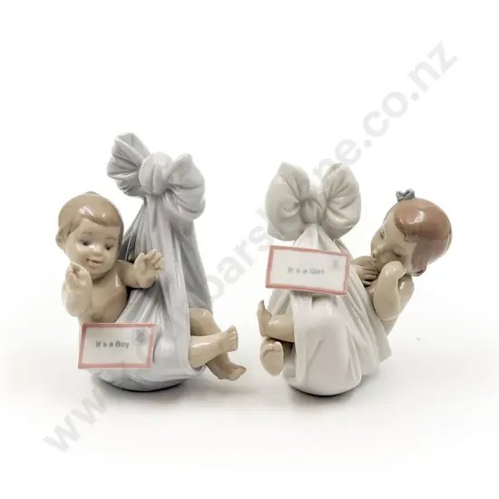 Two Lladro Figures "It's a Boy" and "It's a Girl"