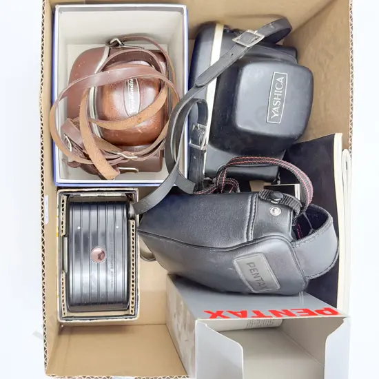 Box Qty of Assorted Vintage Cameras