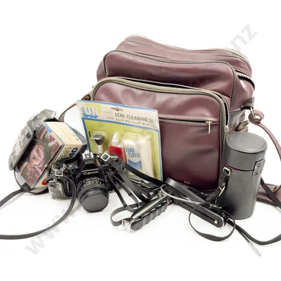 Vintage Canon Camera with Bag of Accessories
