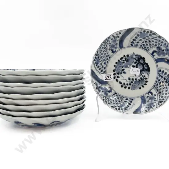 Qty of Chinese Blue and White Shallow Bowls
