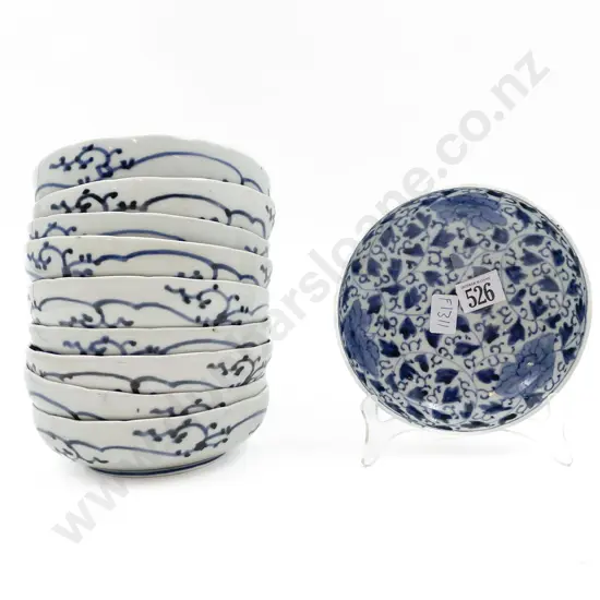 Qty of Chinese Blue and White Shallow Bowls