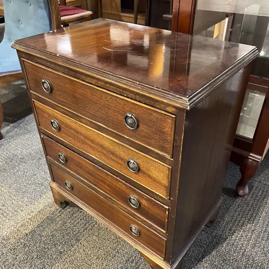 Small Repro Mahogany Four Drawer Chest