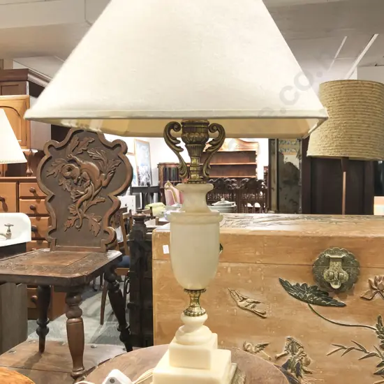 Alabaster and Brass Table Lamp
