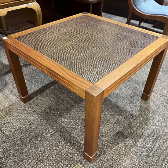 Mid Century Coffee Table with Decorative Copper Insert to Top