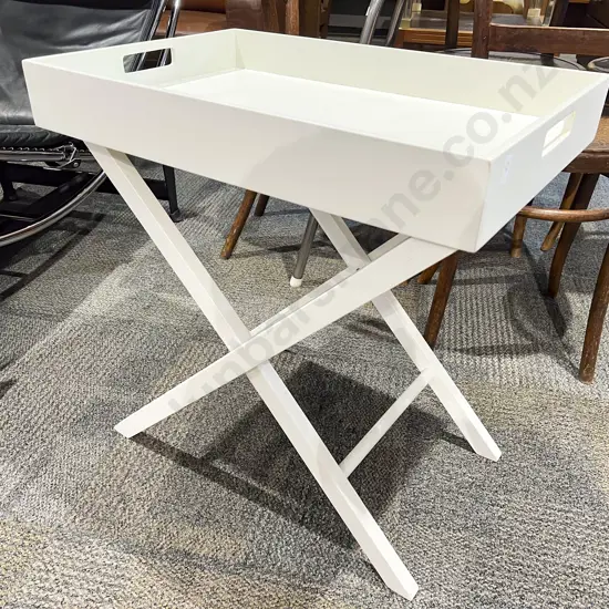 Modern White Painted Butlers Tray on Stand