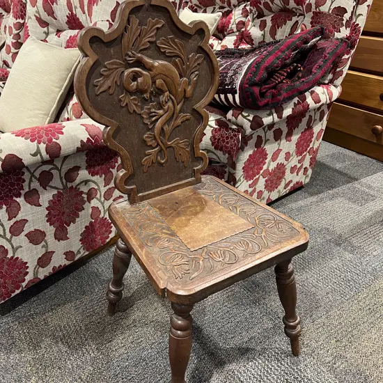 Late Vict Carved Oak Spinning Chair