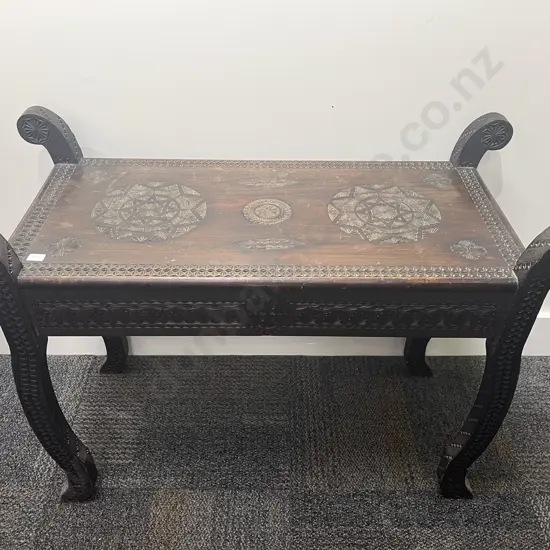 Fine Detail Chip Carved Duet Stool