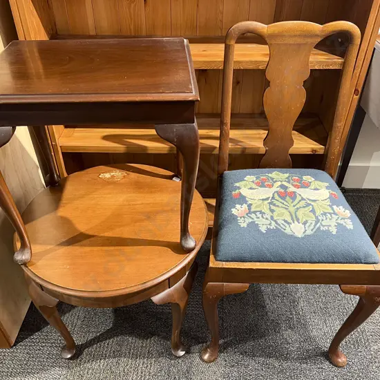 Two Side Tables together with Single Dining Chair