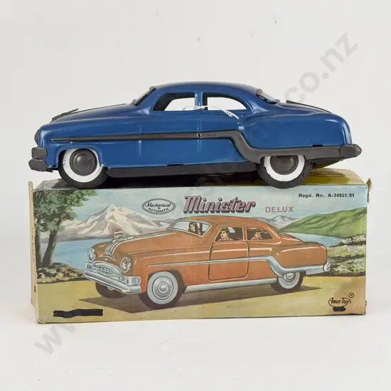 Boxed Mar Toy Japan Tinplate Minister DeLux Pontiac Chieftain Vehicle