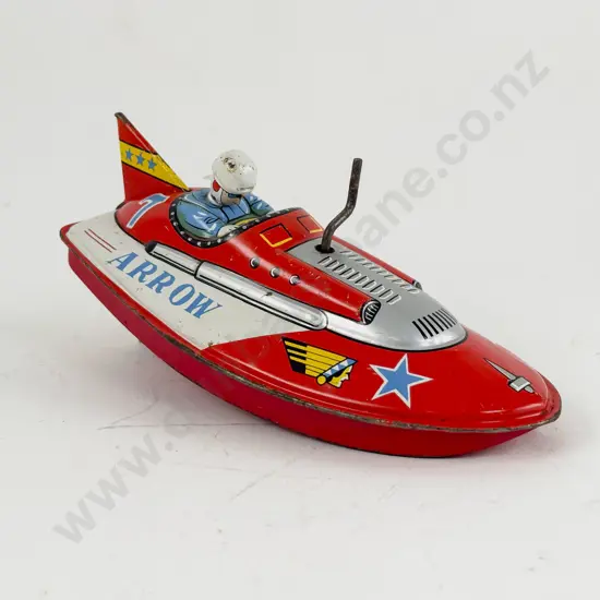 San Made in Japan Tinplate 7 Arrow Speed Boat