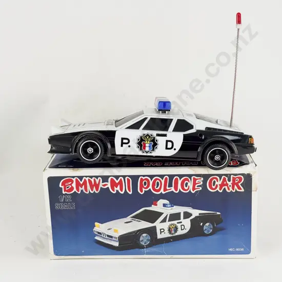 Boxed Hongoa Made in Taiwan Hard Plastic BMW-M1 Police Car