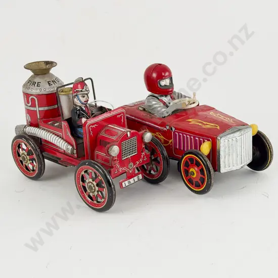 Modern Toys Made in Japan Tinplate 1912 Fire Engine Truck