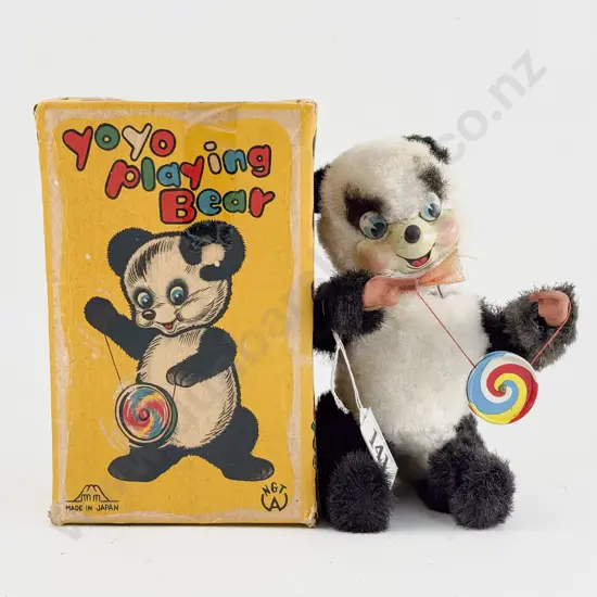 Boxed MM Mark Made in Japan Flock Yoyo Playing Bear
