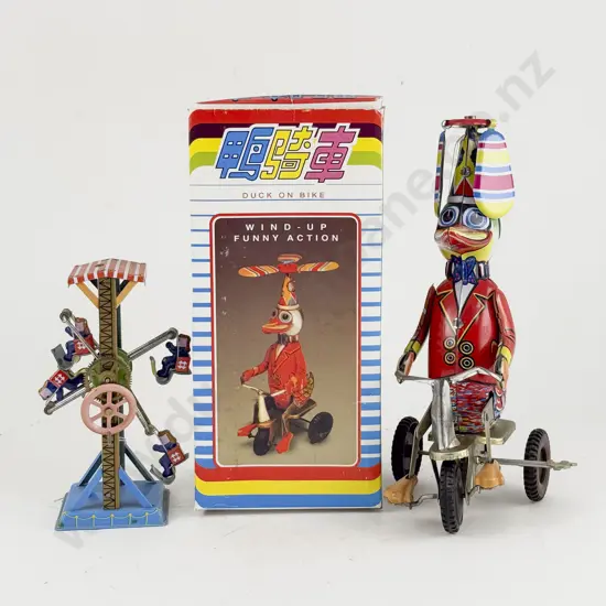 Boxed China Tinplate Duck on Bike Funny Action and MM086 Ferris Wheel