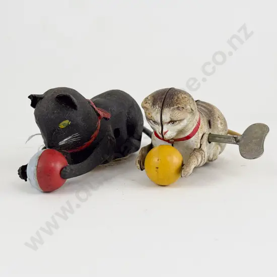 Early Made in England Hard Rubber Cat and US Zone Germany Tinplate Cat