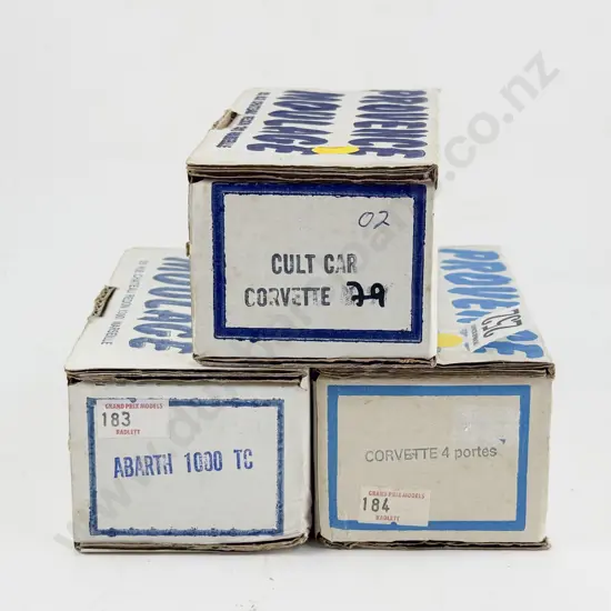 Three Provence Moulage Resin Kit Set 1/43 Scale Corvette and Abarth Models