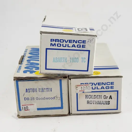 Three Provence Moulage Resin Kit Set 1/43 Scale Abarth Aston Martin and Holden Models