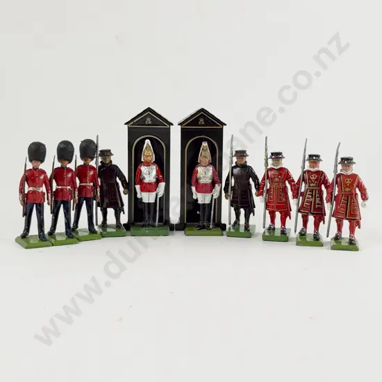 Unboxed Britains Five Beefeaters Two Sentry Boxes Two Life Guards and Three Scots Guards