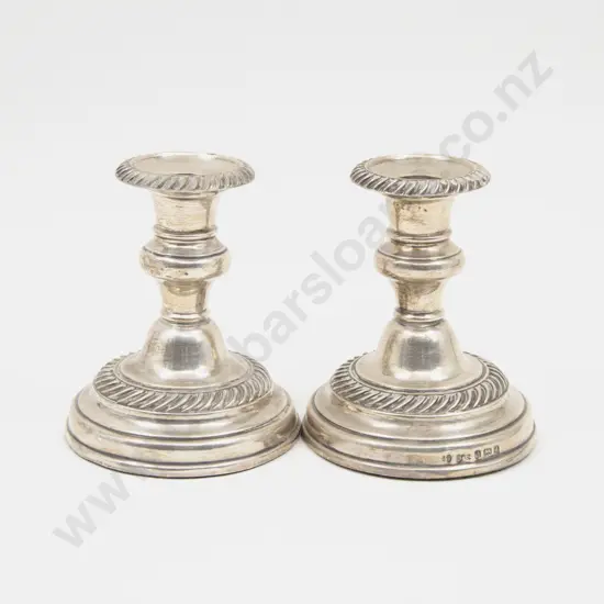 Pair Edw VII S/S Dwarf Candlesticks