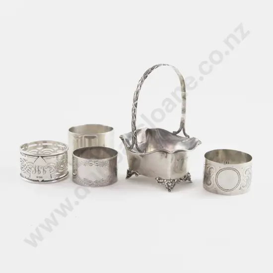 Small S/S Bon Bon Basket & 4 Napkin Rings