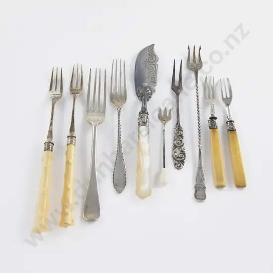 Pair Vict S/S Ivory Handled Pickle Forks by The Atkin Brothers