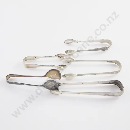 5 Pairs Of Antique S/S Sugar Tongs