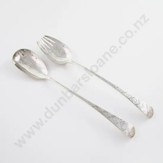 Near Pair Of Geo III S/S Salad Servers