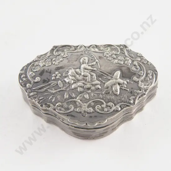Victorian S/S Foreign Import (Dutch) Ornately Embossed Snuff/Trinket Box