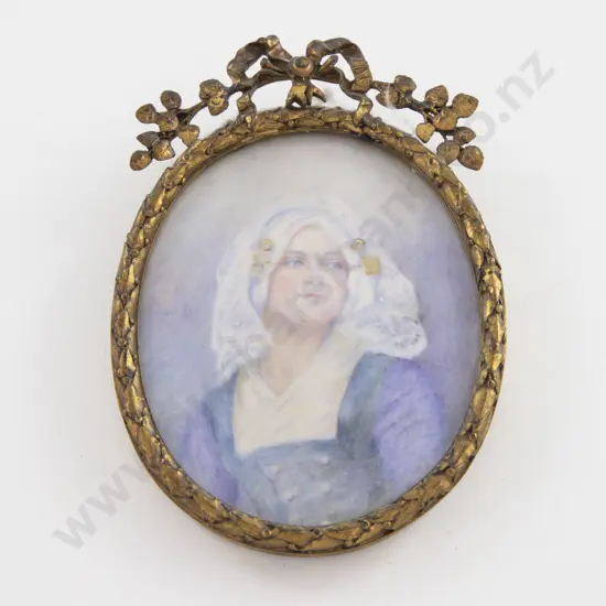 C19th European Miniature Portrait Of A Young Woman In National Costume