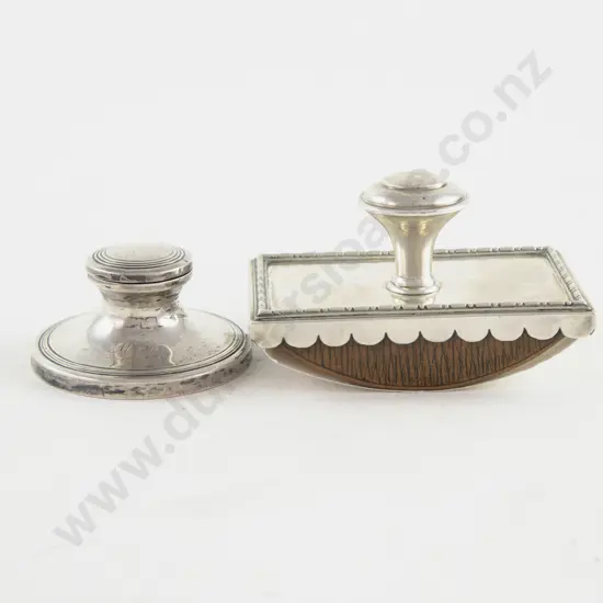 Edw VII S/S Ink Blotter & Small S/S Capstan Inkwell