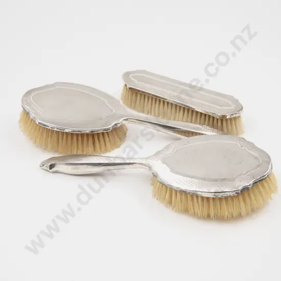 Set Of 3 Geo V S/S Backed Dressing Table Brushes