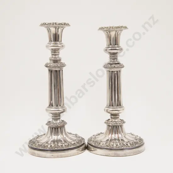 Pair Of Late Vict S/Plate Telescopic Table Candlesticks