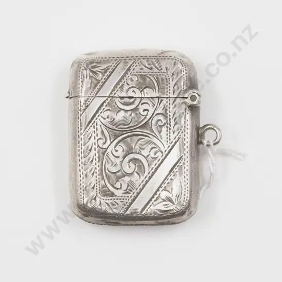 S/S Engraved Vesta Case with Hanging Loop