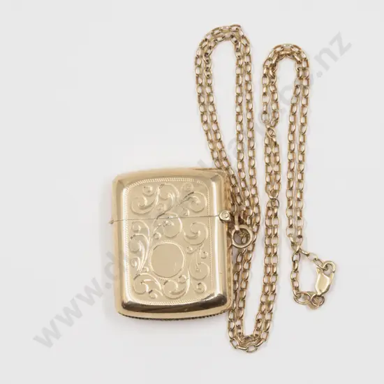9ct Engraved Vesta Case