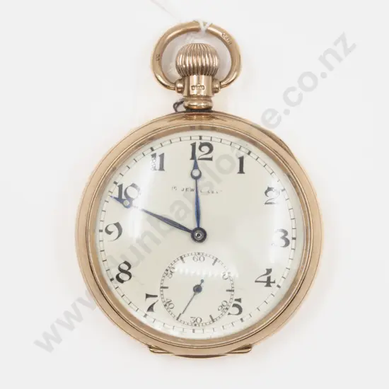 Dennison 9ct Cased Open Faced Lever Wind Pocket Watch