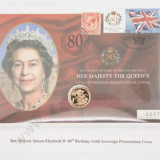 2006 EIIR 80th Birthday Gold Proof Sovereign Presentation Cover Ltd Ed 237/450