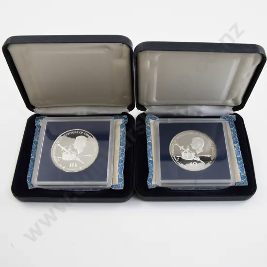 1979 EIIR Turks and Caicos Island 10 Crown Proof SIlver Coin 10th Anniversary of the Investiture of Prince of Wales x2