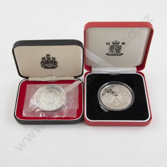 Royal Mint 1997 £5 Silver Proof Golden Wedding and 1972 25pence Coronation 40th Anniversary