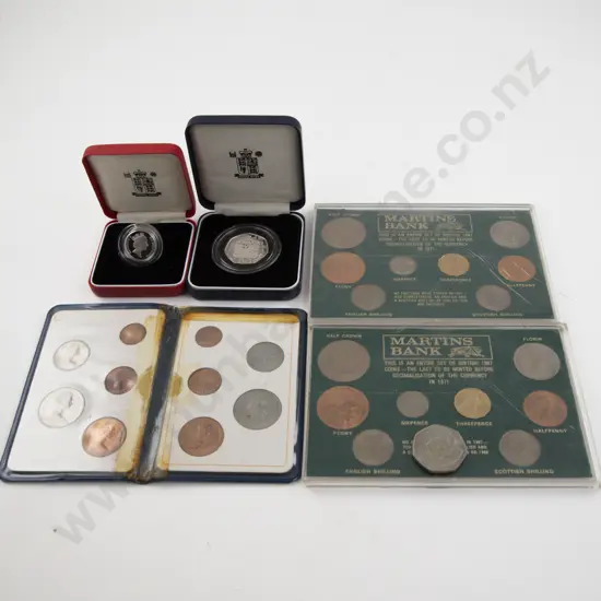 Royal Mint 1993 Silver Proof Piedfort £1 and 50pence with British 1967 8 Coin Set x2